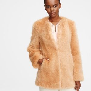 Ann Taylor- Blush fauxfur coat
